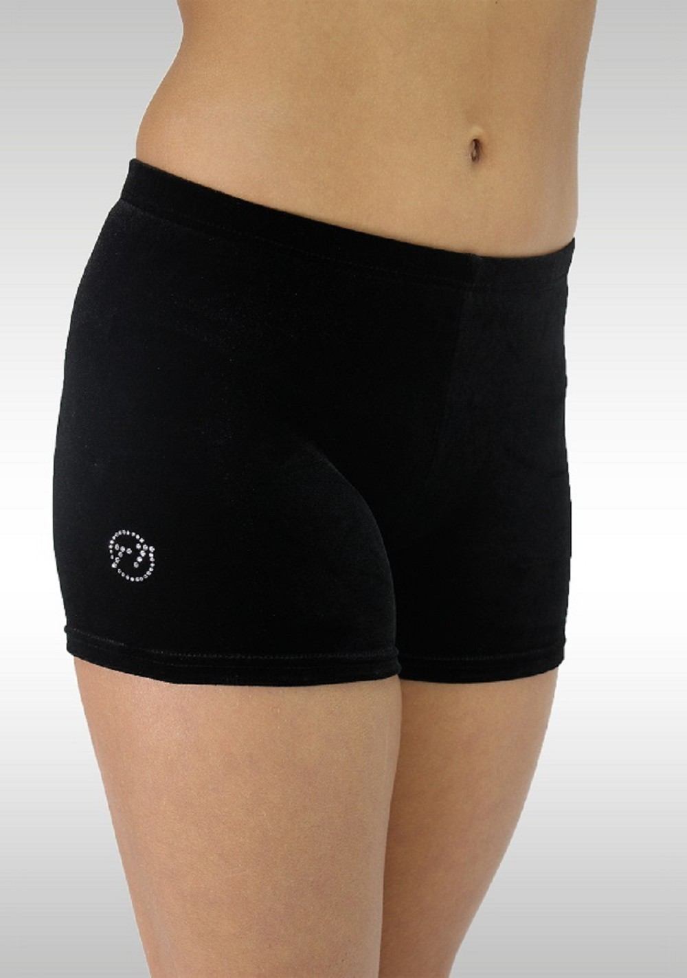 Collant gymnastique court velours lisse noir K756zw